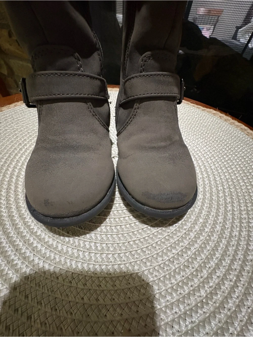Children’s Place Toddler Sz 6 Dark Gray Tall Mid-Calf Buckle Boots with Side Zip